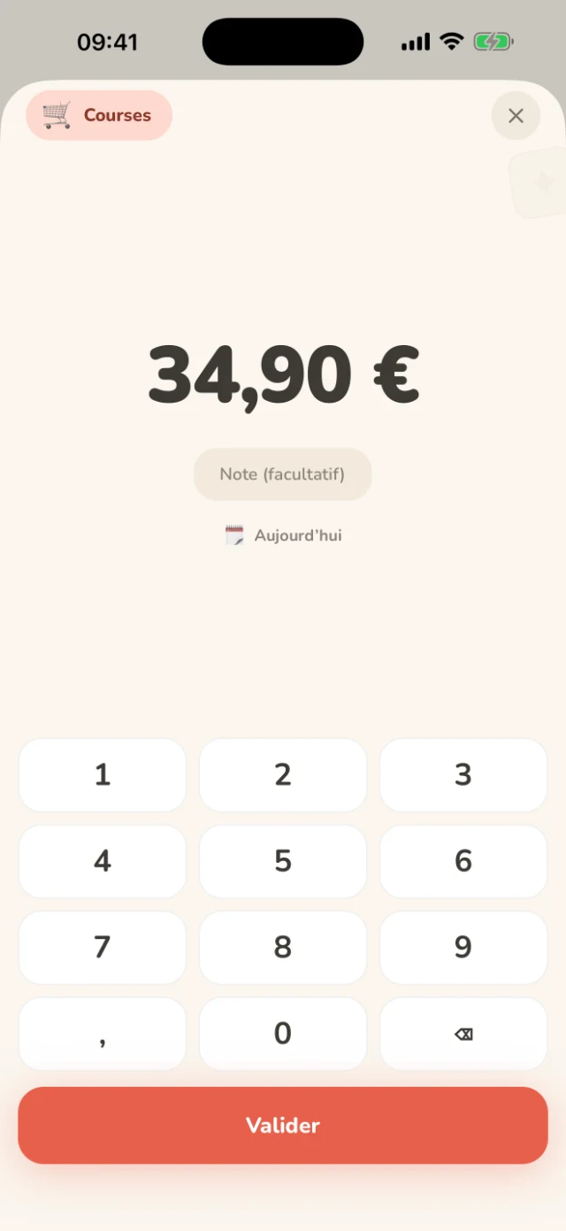 Noter une dépense dans Enveloppy